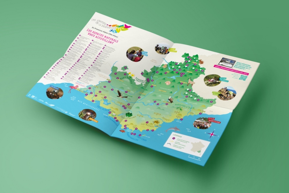 Carte touristique papier des chemins de la biodiversité en Provence Alpes Côte d'Azur