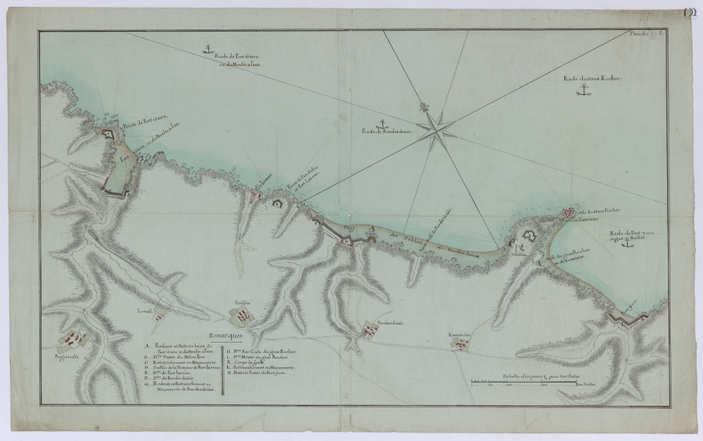 Plan des fortifications de la côte en dedans, dressé au XIXe siècle